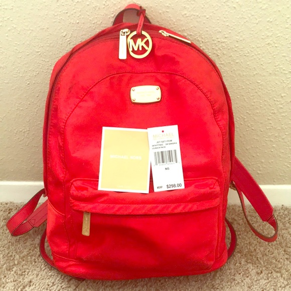 red michael kors backpack